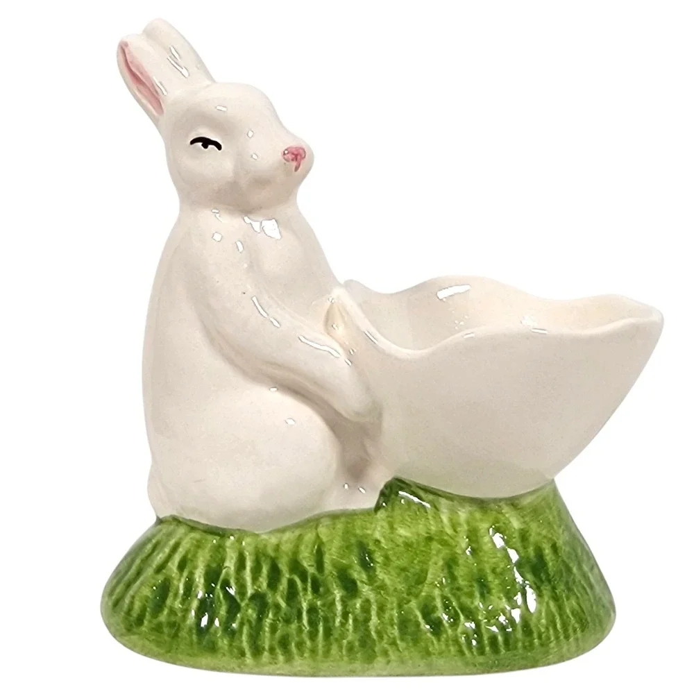 Williams Sonoma Chick & Bunny Egg Cups‎ 2 Pc Set Ceramic Easter Spring Portugal